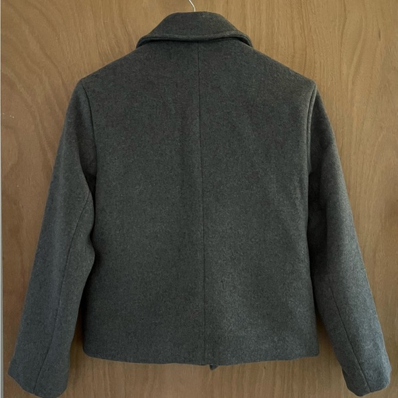NWT Abercrombie & Fitch Gray Wool Blend Pea Coat - Picture 2 of 4